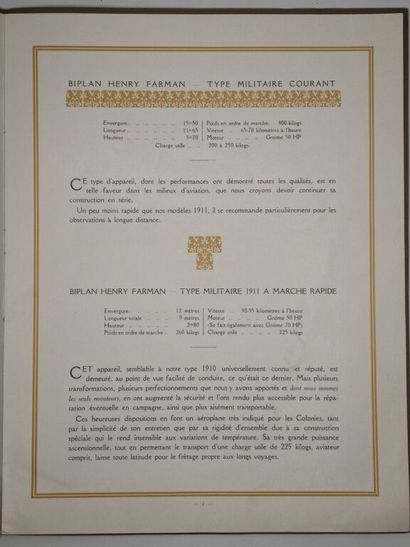 [AÉRONAUTIQUE]. Biplans et monoplans Henry...