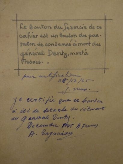 [MANUSCRIPT - FRESNES PRISON]. Autographs...