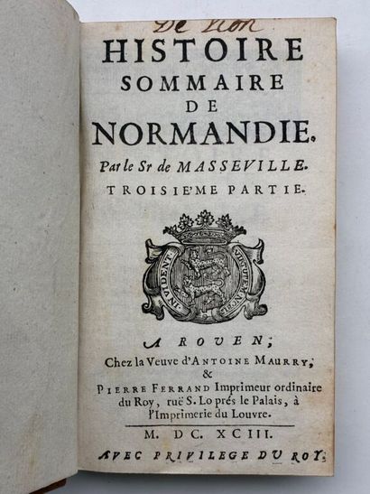 [NORMANDIE]MASSEVILLE, Louis de. Histoire...