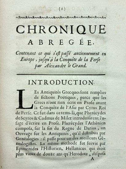 NEWTON, Isaac. La Chronologie des anciens...