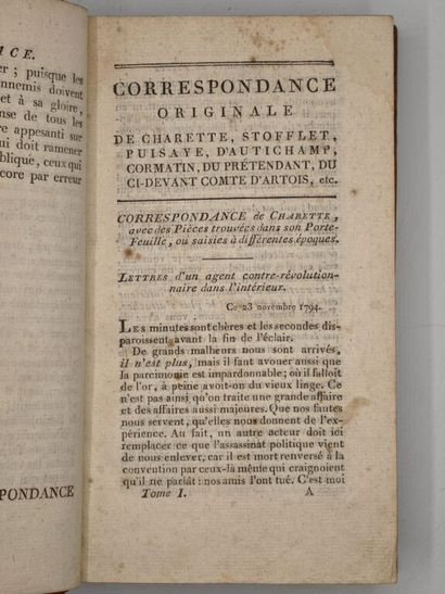 [VENDÉE]. Correspondance secrète de Charette,...