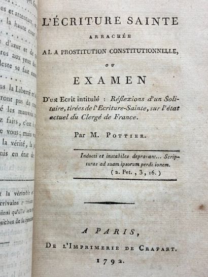 [RÉVOLUTION FRANÇAISE]. « L'Écriture Sainte...