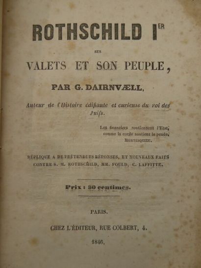 [PAMPHLETS - ROTHSCHILD]. Important dossier...