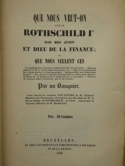 [PAMPHLETS - ROTHSCHILD]. Important dossier...