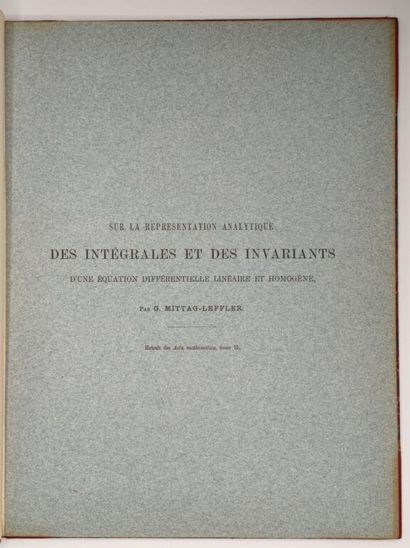 MITTAG-LEFFLER, Gösta. Sur la représentation...