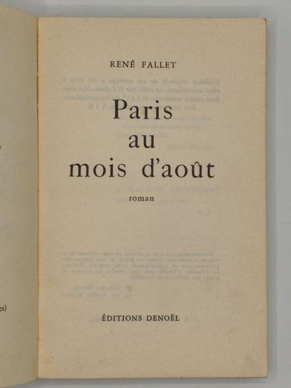 FALLET, René. Paris au mois d'août.

Édition...