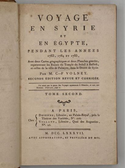 VOLNEY, C.-F. de Chassebœuf comte de. Voyage...
