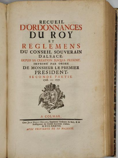 [ALSACE]. Recueil d'Ordonnances du Roy et...