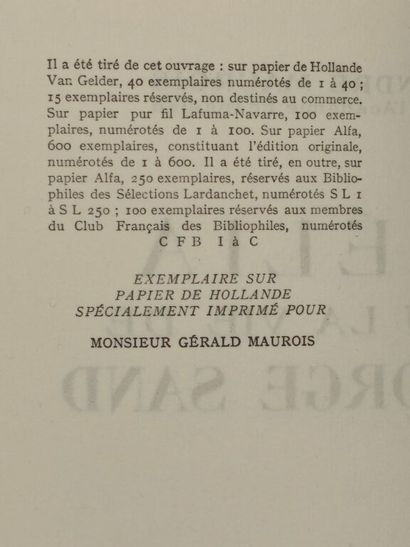 MAUROIS, André. Lélia ou la vie de George...