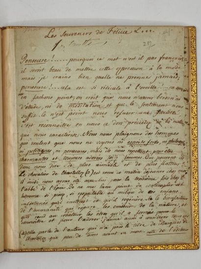 [MANUSCRIPT] GENLIS, Countess of. *The Memoirs...