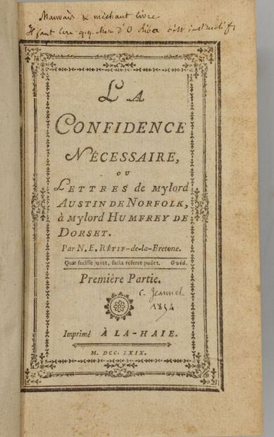 RÉTIF DE LA BRETONNE, Nicolas-Edme. La Confidence...