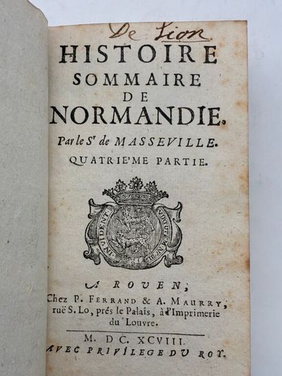 [NORMANDIE]MASSEVILLE, Louis de. Histoire...