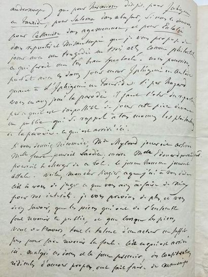 TALMA, François-Joseph. Ensemble de 2 lettres...