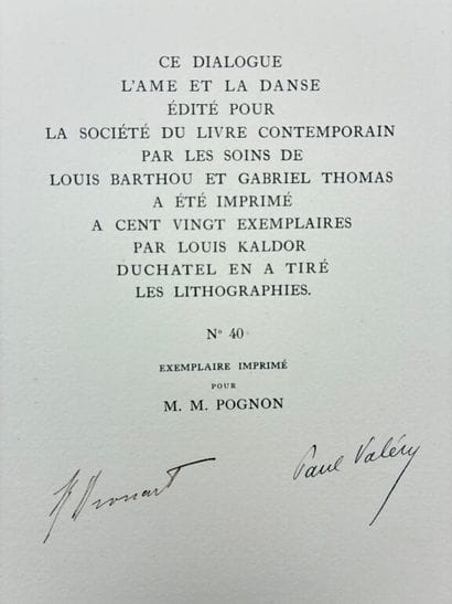 VALÉRY, Paul et DROUART, Raphaël. L'Âme et...
