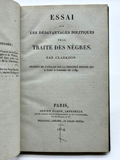 [ESCLAVAGE - ABOLITION]CLARKSON, Thomas....