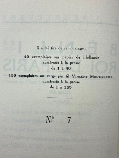 T'SERSTEVENS, Albert. Béni 1er, roi de Paris.

Très...