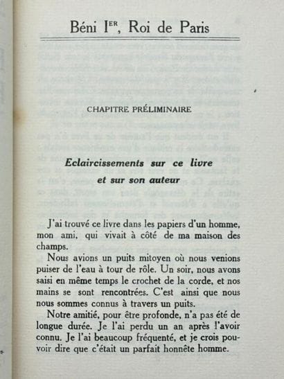 T'SERSTEVENS, Albert. Béni 1er, roi de Paris.

Très...