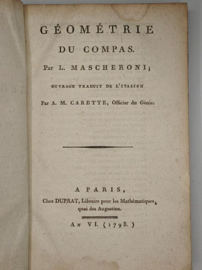 MASCHERONI, Lorenzo. Géométrie du compas.

Édition...