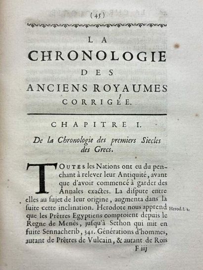 NEWTON, Isaac. La Chronologie des anciens...