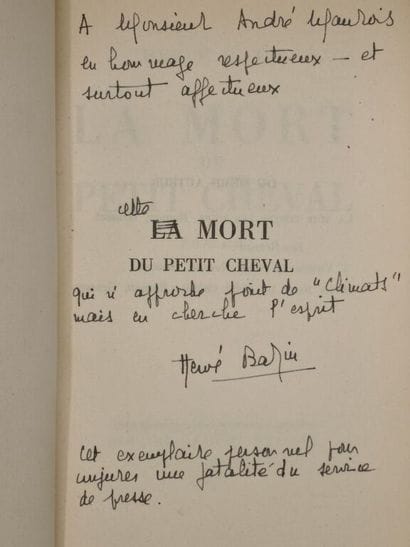 BAZIN, Hervé. La Mort du petit cheval.

Edition...