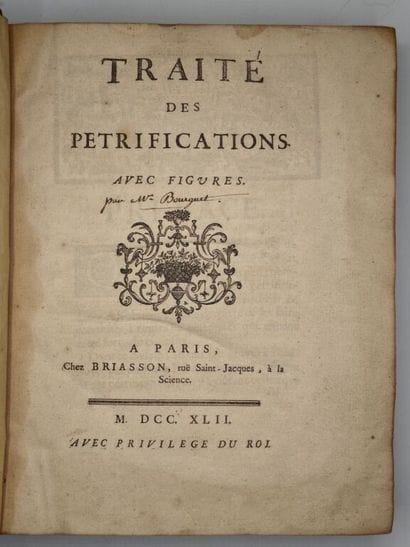 [BOURGET, Louis]. Traité des pétrifications.

Édition...