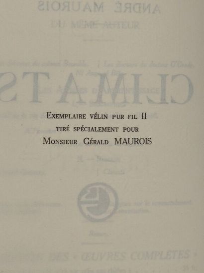 MAUROIS, André. Climats.

L'exemplaire du...