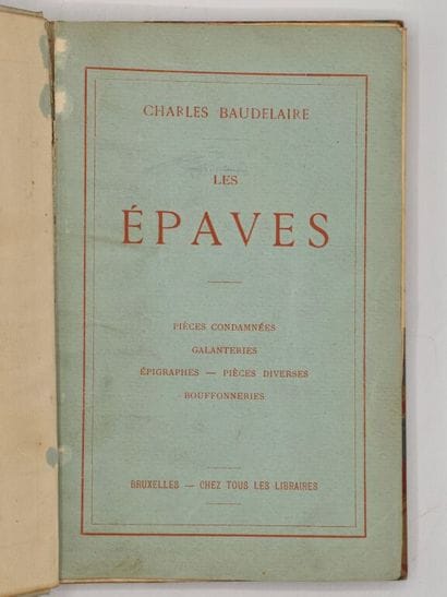 BAUDELAIRE, Charles. Les Épaves.

Bel exemplaire...