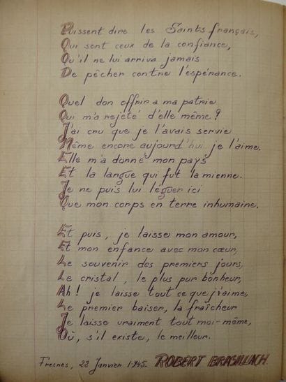 [MANUSCRIPT - FRESNES PRISON]. Autographs...