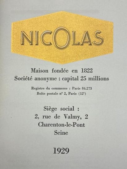 [NICOLAS - DRANSY]. Catalogue de la maison...
