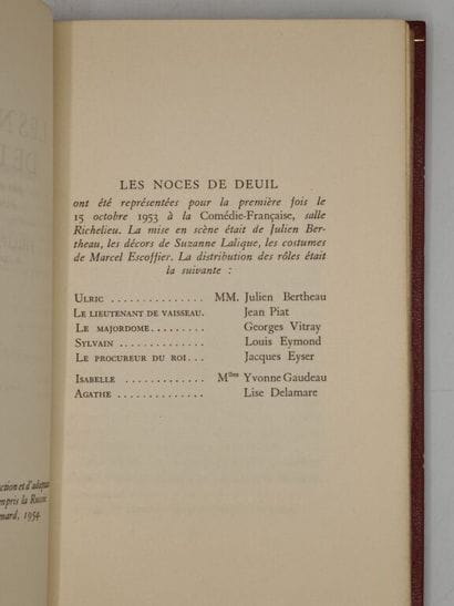 HÉRIAT, Philippe. *Les Noces de deuil*. A...