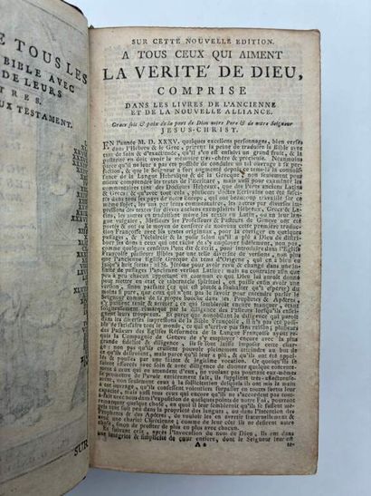 [BIBLE - EGLISE WALLONNE]. La Sainte Bible...