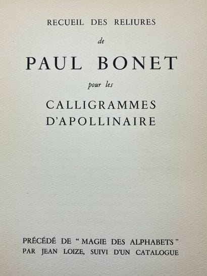 [BIBLIOPHILIE - BONET]. Recueil des reliures...