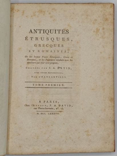 HANCARVILLE, Pierre d' et DAVID, François-Anne...