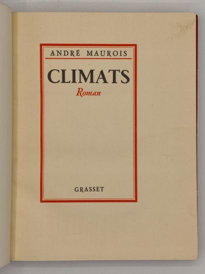 MAUROIS, André. Climats.

L'exemplaire du...