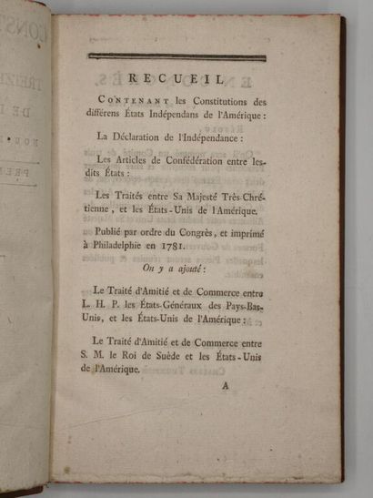 [ETATS-UNIS - FRANKLIN, Benjamin et LA ROCHEFOUCAULD,...