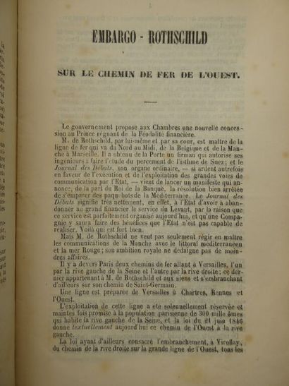 [PAMPHLETS - ROTHSCHILD]. Important dossier...