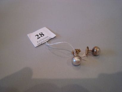 Paire de boutons d'oreilles en or et per...