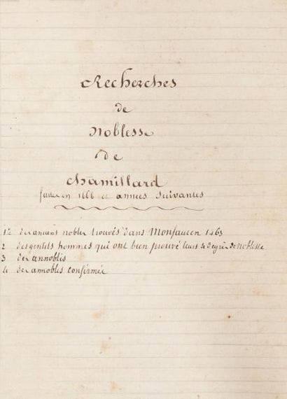 [Manuscrit].[CHAMILLART (Guy)]. Recherches...