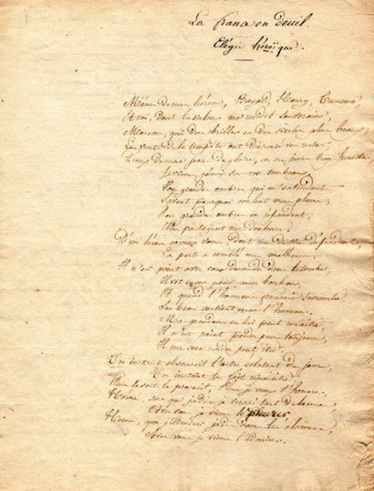 Victor HUGO. POEME autographe, La France...