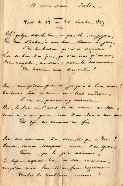Victor HUGO. POEME autographe signé « V....