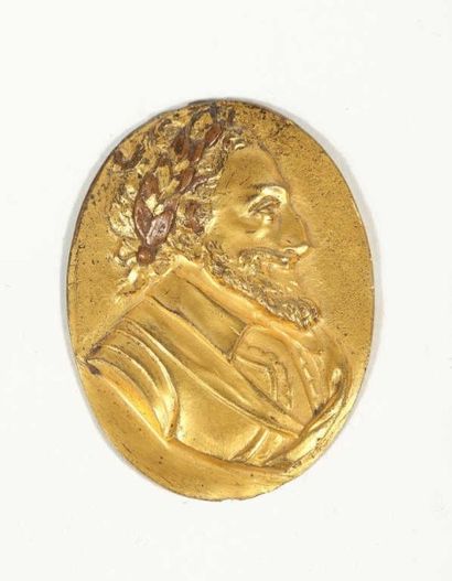 Médaillon ovale représentant Henri IV lauré...