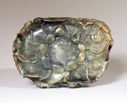 CHINE
Lave-pinceaux en jade vert épinard...