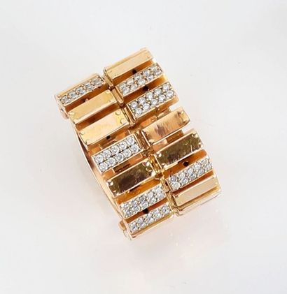 Large bague en or jaune et rose 18K (750/1000),...