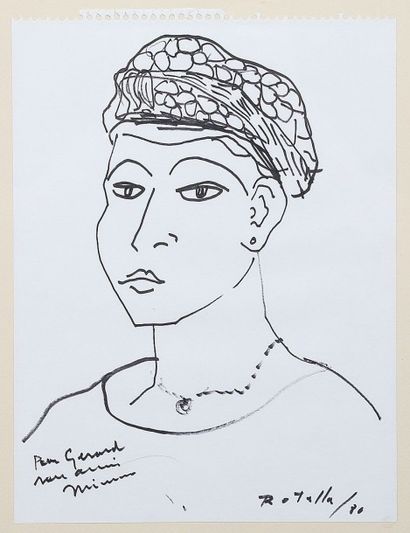 MIMMO Rotella
Portrait de jeune femme à la...
