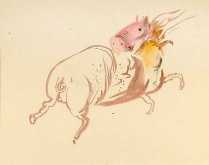 DADO (1933-2010) attribué à
La poulie, Aquarelle...