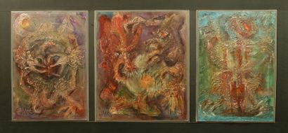 JANG
Dragon de l'apocalypse Trois acryliques...