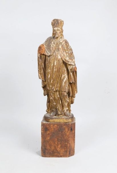 Saint Martin en bois polychrome. H.: 50,...