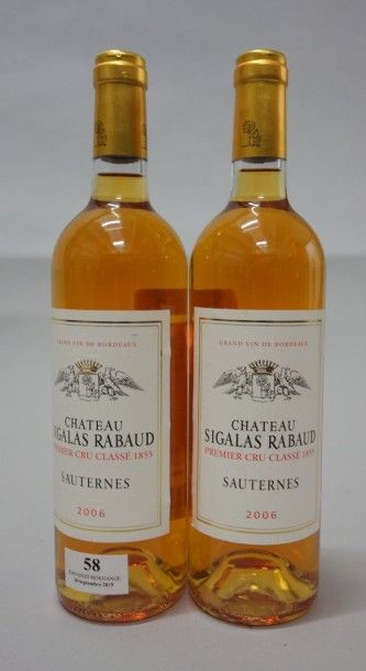 2 Bouteilles CHÂTEAU SIGALAS -RABAUD - Sauternes...