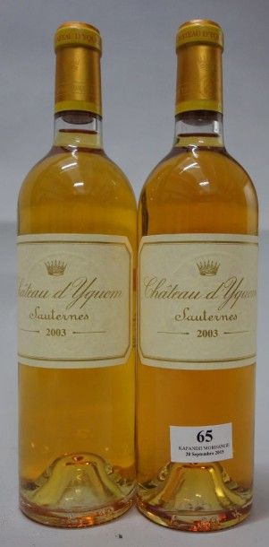 2 Bouteilles CHÂTEAU YQUEM - Sauternes 2...