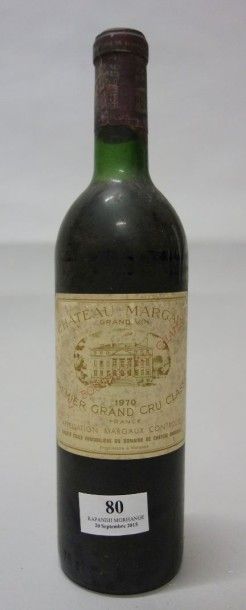 1 Bouteille CHÂTEAU MARGAUX 1970 Niveau légèrement...